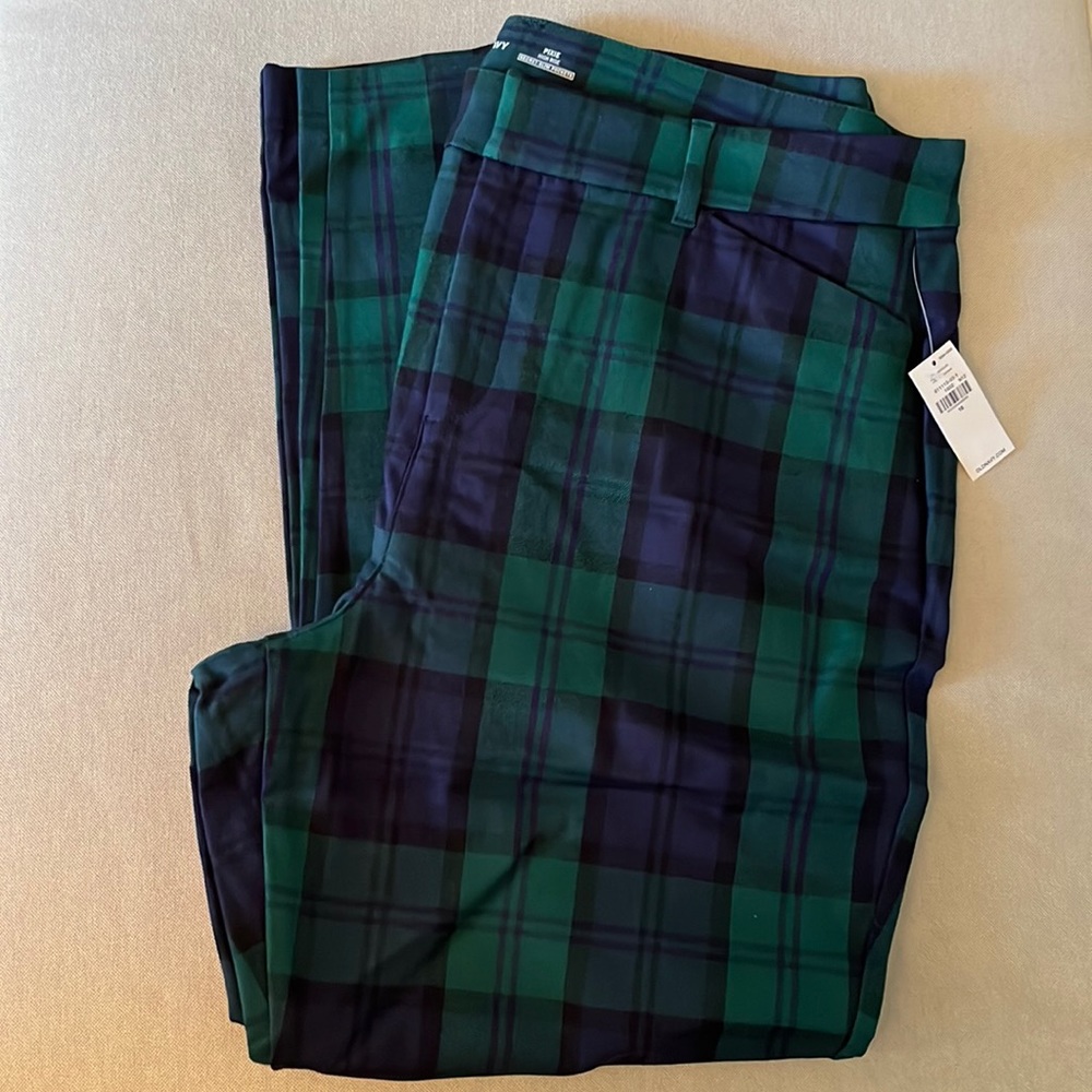 BNWT OLD NAVY GREEN & BLUE PLAID PIXIE PANTS SIZE 16
